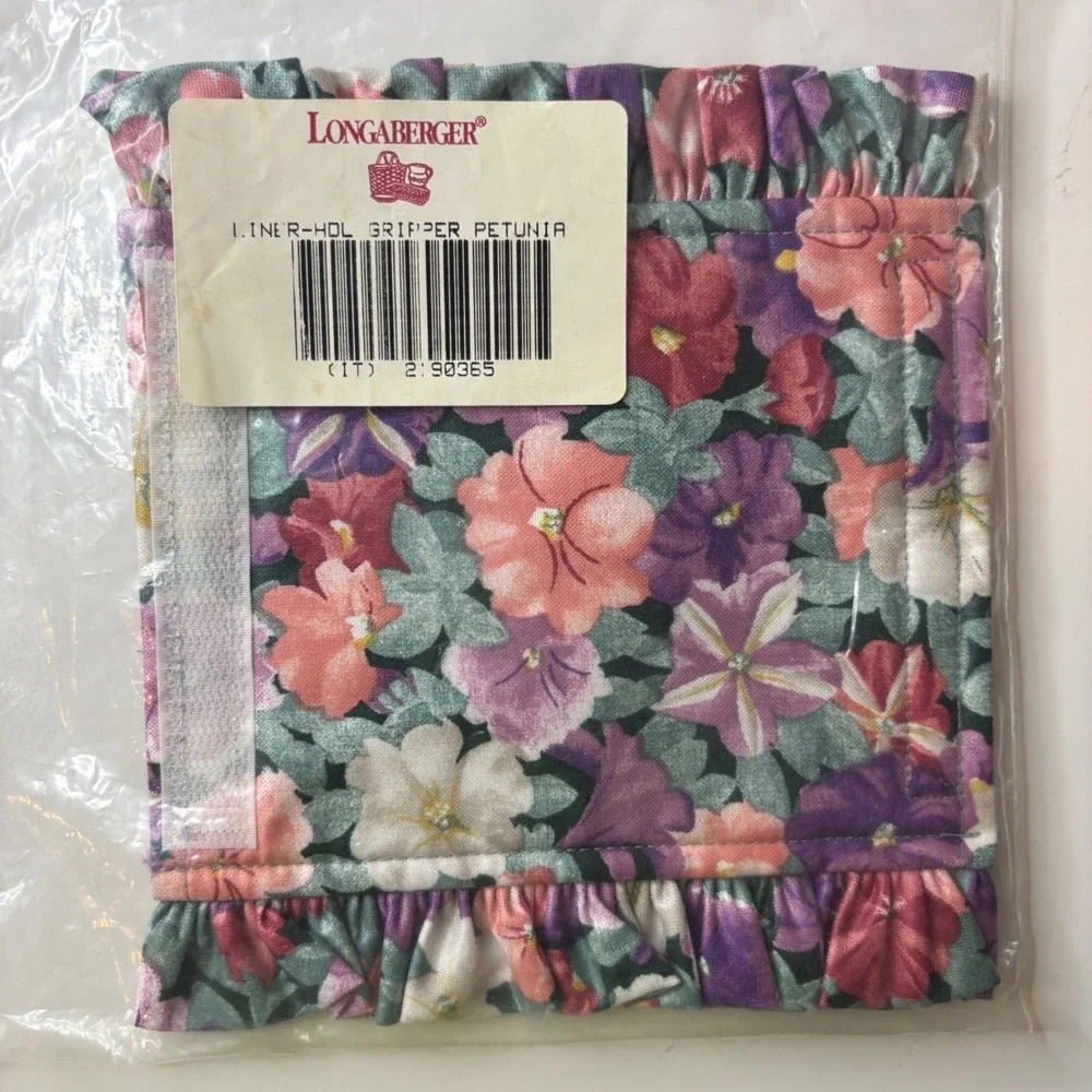 Longaberger Basket Handle Gripper Petunia Floral Ruffle Cotton 2190365